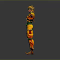 Game Movie Character In Yellow Green Outfit With Open Arms Pose And Crown Headpiece