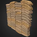 Stacked Burlap Sacks In Brown Beige For Household Storage Supplies