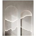 Modern Arched Wall Design With Gray Surface And White Lighting Accents 3d model