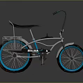 Vintage Silver Bicycle With Blue Wheels Black Seat And Front Basket