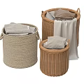Stylish Bathroom Accessories Woven Baskets in Neutral Tones with Soft Towels for Organizing Bathroom Essentials