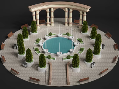 Door Head of European Garden Landscape Community 3d model