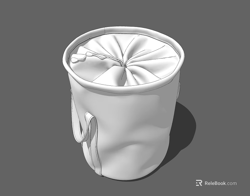 White Fabric Storage Basket With Foldable Top And Side Handles For Organizing 3d model 