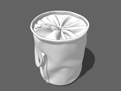 White Fabric Storage Basket With Foldable Top And Side Handles For Organizing 3d model