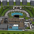 Modern Detached Villa Exterior Design With Glass Facade Lawn Swimming Pool And Lighting