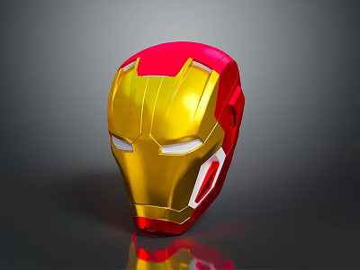 Detailed Iron Man Helmet With Red And Gold Design And Glowing Eyes 3D Render 3d model
