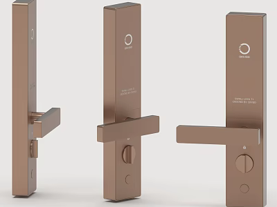 Modern Copper Smart Door Handle With Sleek Design And Sensor For Home Security 3d model