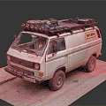 White Winnebago Van With Roof Rack And Spotlights For Camping Travel