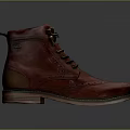 Red Leather Brogue Boots With Lace Up Design Perforated Toe And Leather Sole