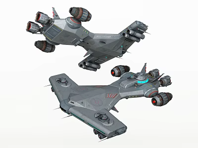 Futuristic Sci-Fi Spaceship 3D Models With Multiple Engines And Gray Design 3d model