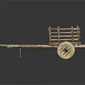 Ancient Wooden Cart with Simple Wooden Frame and Large Spoked Wheel