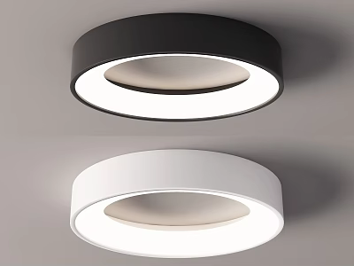 Modern Minimalist Round Ceiling Lights Black And White With Ring Shaped Light Design 3d model