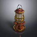 Vintage Metal Lantern With Copper Finish Gold Accents And Glass Shade