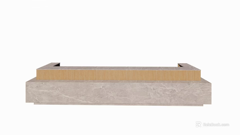 Modern Reception Desk Interior Design With Marble Countertop And Metal Frame 3d model 