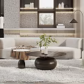 Modern Duplex Living Room Interior With Built in Bookshelves And Green Plants