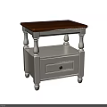 White Classic Side Table Featuring Wooden Top And Single Drawer Design 3d model