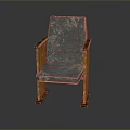 Vintage Wooden Chair With Gray Fabric Seat And Backrest Solid Wood Arms And Legs Design