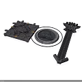 Gray Plastic Model Scene Components With Square Base Round Transparent Part And Long Strip Structure