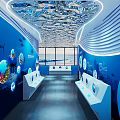 Underwater Oceanarium Tunnel With Colorful Fish Coral Large Aquarium Tanks Rock Decorations And Soft Lighting
