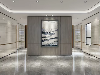 modern elevator hall office elevator hall 3d model