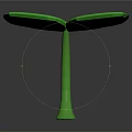 Green Low Poly Four Leaf Clover Plant With Four Leaves And Green Stem