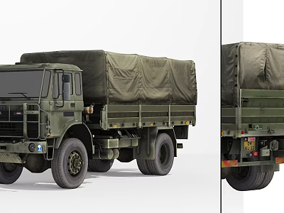 Military Green Heavy Duty Utility Truck With Canvas Covered Cargo Bed 3d model Military Green Heavy Duty Utility Truck With Canvas Covered Cargo Bed 3d model