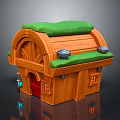 Wooden Cabin Design with Green Roof Red Door Wooden Structure Metal Details