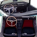 Aqua Vintage Convertible Classic Car Front And Rear