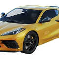 Yellow Corvette Sports Car With Sleek Body Design Black Alloy Wheels And Modern Front Fascia