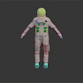 Astronaut in White Spacesuit with Gold Helmet Blue Gloves and Red Buttons for Space Missions