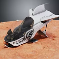 Futuristic Space Exploration Vehicle Model With Transparent Cockpit On Reddish Martian Surface