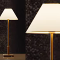 Modern Table Lamp With Metal Pole Square Base White Lampshade Near Books And Potted Plant