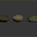 Natural Decorative Stones with Brown Beige Green Irregular Shapes on Dark Surface