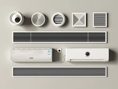 Various Types and Designs of Modern Air Conditioner Vents with Different Shapes 3d model