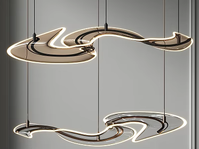 Chandelier art streamer chandelier art shaped crystal chandelier restaurant chandelier lobby hall chandelier study lamp 3d model