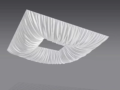 White Folded Ceiling Drapery Design With Square Shape And Central Opening 3d model