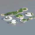 Contemporary Circular Pergola Design With Green Plants And White Frames In Multiple Sizes 3d model