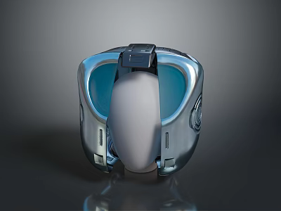 Modern Silver Blue VR Headset With Transparent Blue Lenses And White Face Cushion 3d model