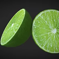 Fresh Green Lime Sliced Into Two Halves Showing Juicy Inner Texture 3d model