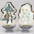 Pair of Decorative Cartoon Character Figurines With Golden Border And Gray Base