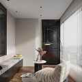 Stylish Home Balcony Interior With Cozy Sofa Round Table Floor Lamp And City View