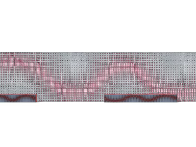 Modern Feature Wall With Grid Texture And Pink Wave Pattern On Gray Background Design 3d model
