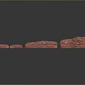 Red Rock Terrain With Gradually Increasing Size And Textured Surface On Black Reflective Base 3d model