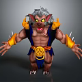Game Movie Character 3D Model Gray Fur Red Ears Yellow Eyes Sharp Fangs Spiked Claws