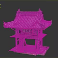 Traditional Chinese Classical Pavilion With Tiled Roof And Decorative Eaves Design