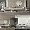 Quiet sofa tea table combination 3d model