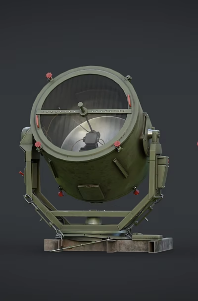 Green Industrial Outdoor Searchlights With Metal Brackets And Ground Mounted Design 3d model