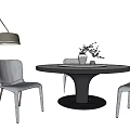 Modern Dining Table Set With Chairs Floor Lamp And Vase With Branches 3d model