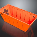 Orange Rectangular Storage Box With Decorative Flower Pattern For Household Organizing 3d model
