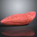 Pink Sweet Potato With Textured Surface Displayed On Black Background And Reflection